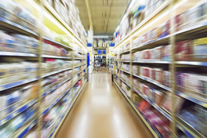 Empty supermarket aisle